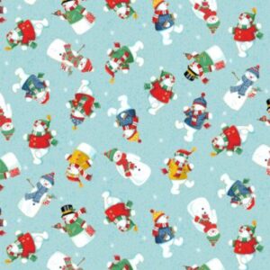 Santa Snowmen Light Blue 2588/B