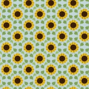 Sunflowers-Sunflowers-with-leaves-on-pale-blue-A746.2