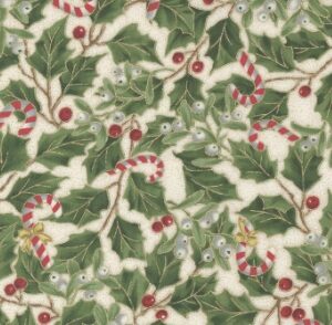 Merry Manor Metallic - Cream Holly