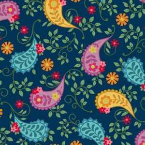 Whimsy Paisley Navy 1652B